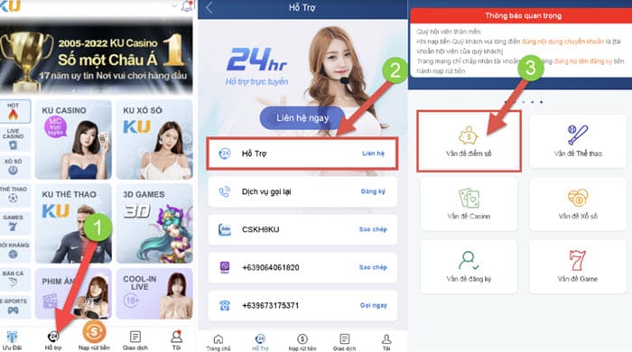 Liên hệ chuyên viên hỗ trợ khi gặp sự cố rút tiền Kubet88