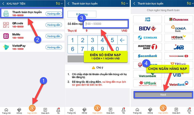 Nạp tiền Kubet88 qua thanh toán trực tuyến