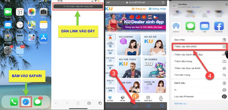 Lưu link app Kubet vào màn hình chính