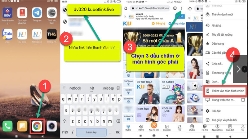 Lưu link Kubet app về màn hình chính