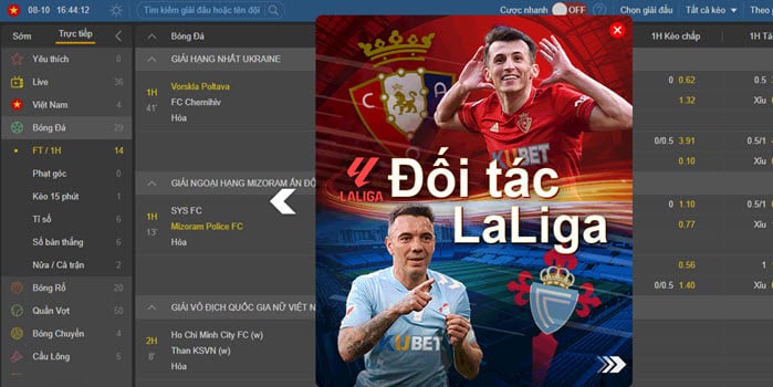 Theo dõi tỷ lệ cược giữa các nhà cái