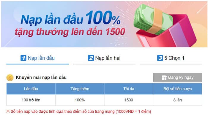 Khuyến mãi Kubet88 tặng cược lần nạp đầu/ nạp lần 2