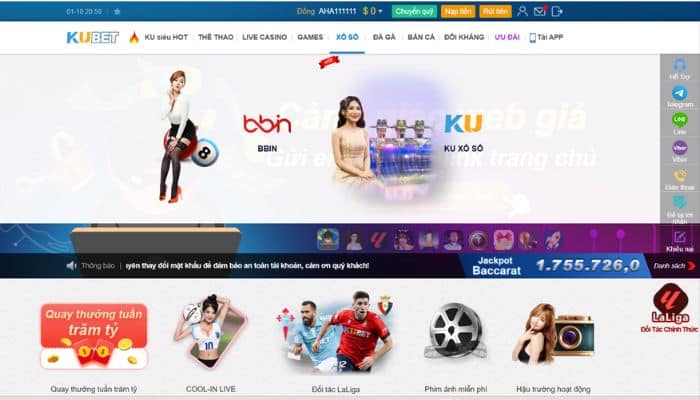 Sảnh game xổ số Kubet